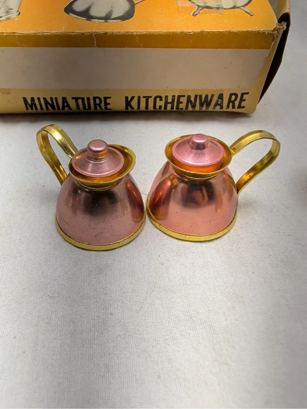 Vintage Mini Copper Kitchen Set Dollhouse Pots Pans Lot Decor